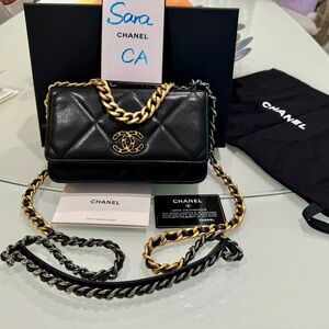 💕Chanel 19 Wallet on Chain Goatskin with multi color Hardware